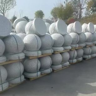 安徽 白麻花岗岩石材圆球，石球，挡车球，隔离球，景观石球，风水球等