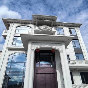 安徽白麻别墅外墙干挂石材效果示例