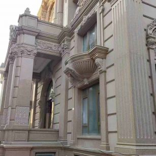 安徽 黄金麻花岗岩光面别墅外墙干挂施工完成