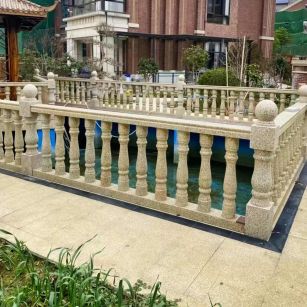 安徽黄金麻花岗岩石材栏杆，扶手，将军柱，花瓶柱