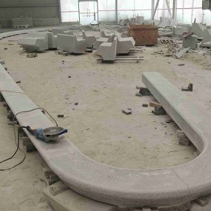 安徽 芝麻白花岗岩弧形花坛石，坐凳石