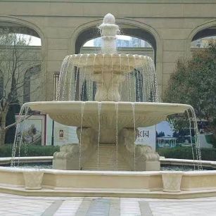 安徽 黄金麻花岗岩异型加工——户外庭院石雕流水喷泉