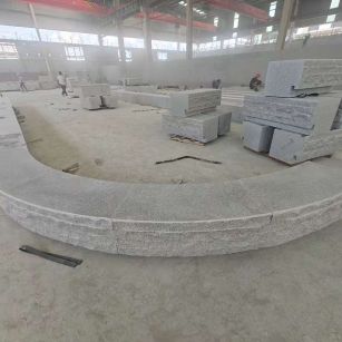 安徽 芝麻白异形坐凳，自然面光面弧形加工