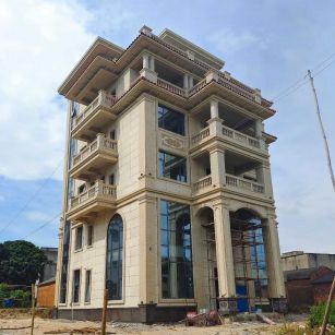 安徽 黄金麻花岗岩石材别墅外墙干挂搭配（雕花栏杆花瓶柱门楼罗马柱）