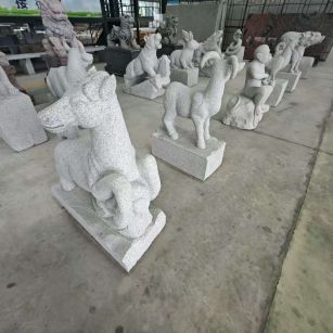 安徽 芝麻白花岗岩造型立体雕刻——十二生肖