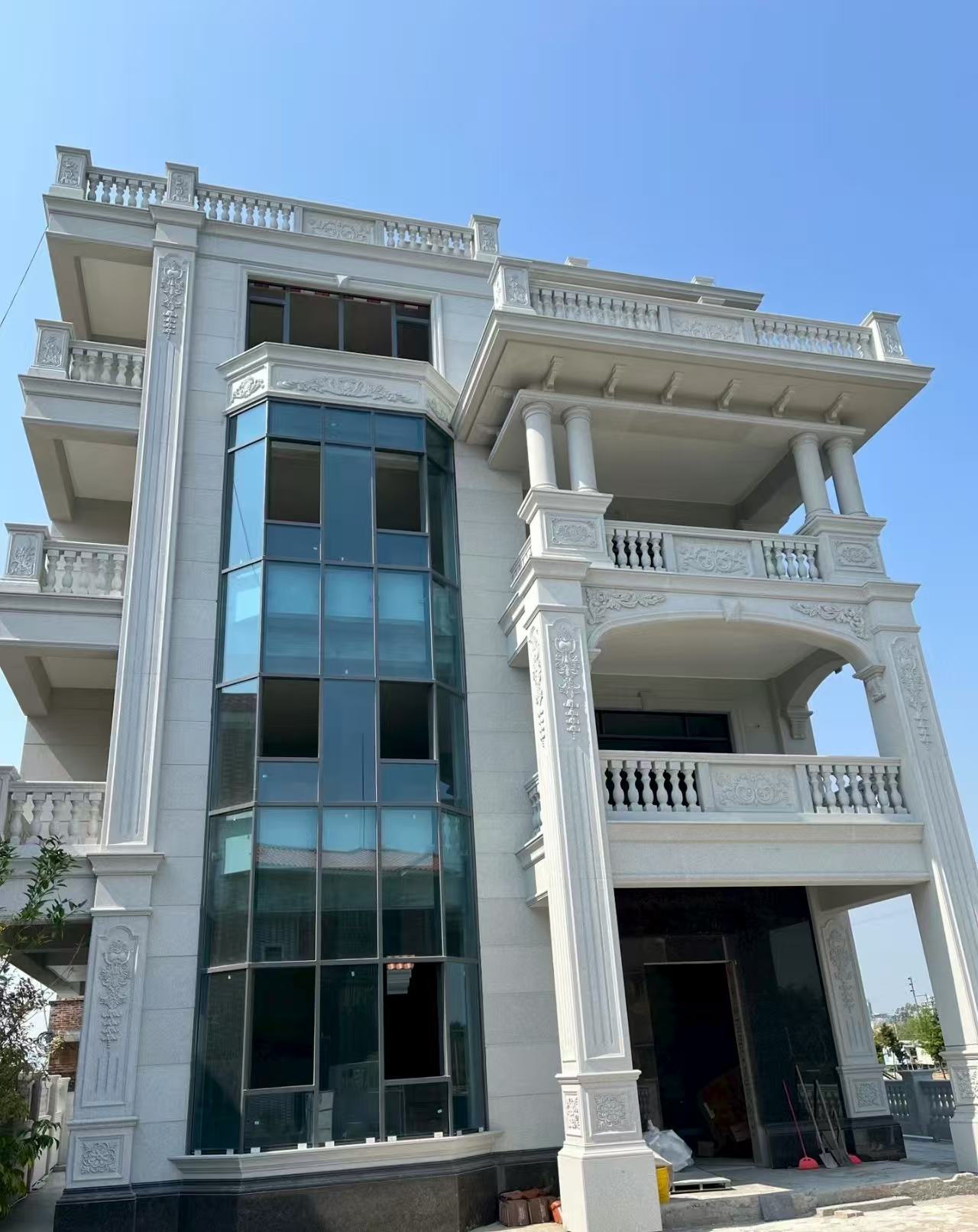 安徽 白麻花岗岩别墅外墙干挂效果展示