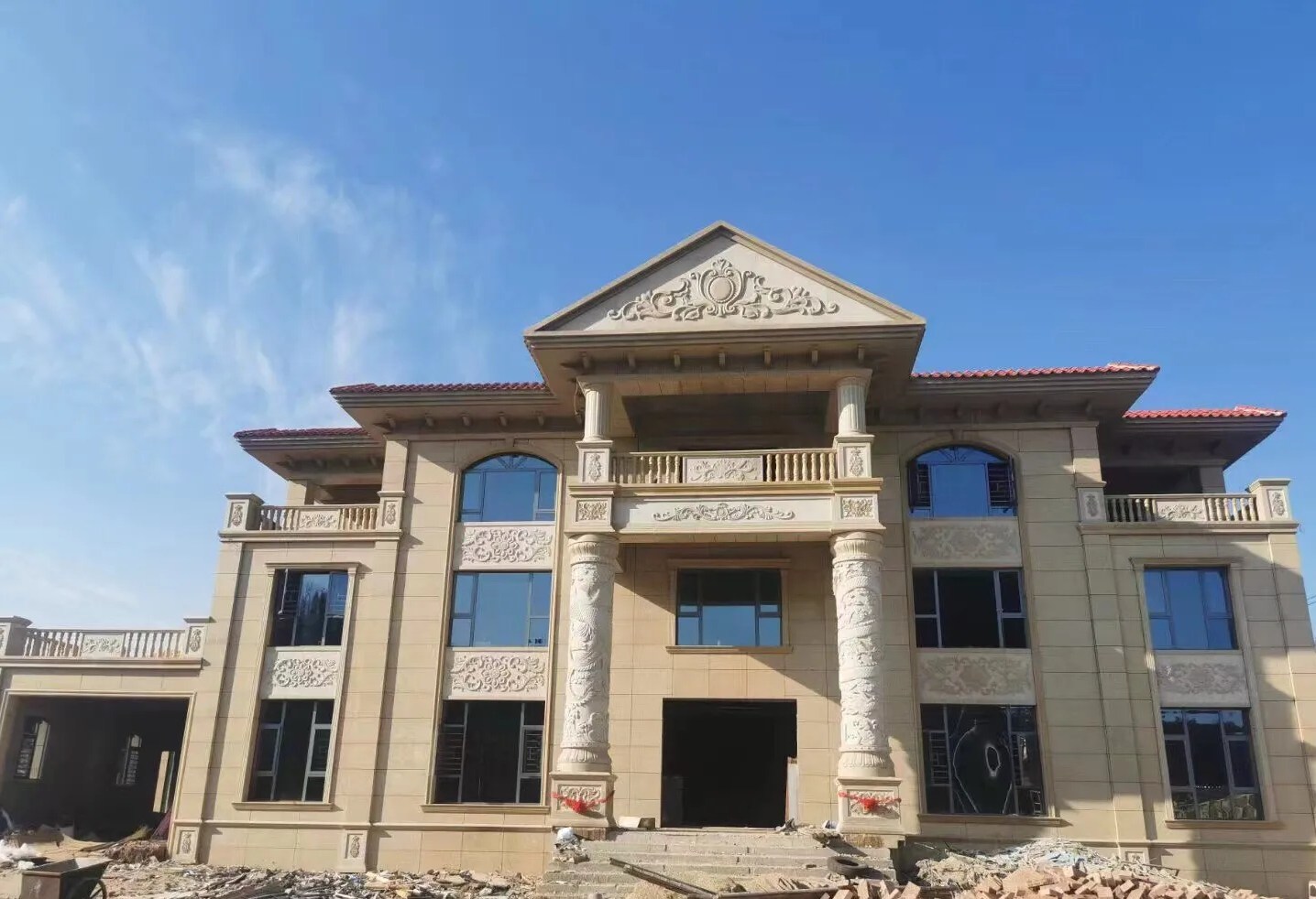 安徽 黄金麻花岗岩别墅外墙干挂