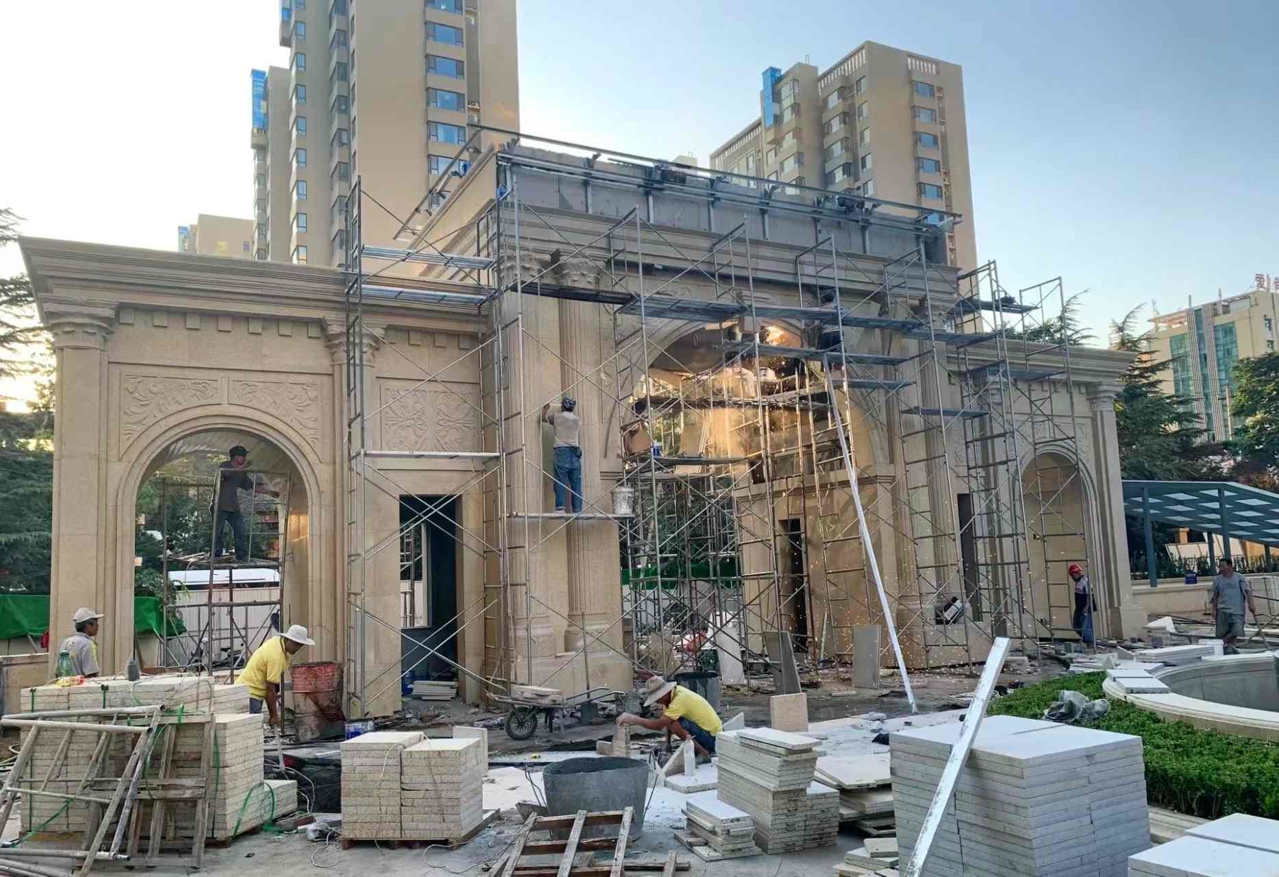 安徽 黄金麻荔枝面花岗岩小区门楼外墙干挂